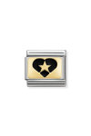 NOMINATION Link - PLATES steel , enamel and 18k gold (19_Heart With Star Black)