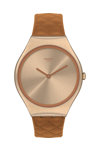 SWATCH Skin Irony Brown Quilted Brown Leather Strap