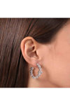 CHIARA FERRAGNI Diamond Heart Rhodium Plated Earrings with Zircon