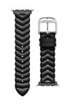 TED Chevron Black Leather Strap for APPLE Watches 42-44 mm