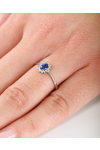 18ct White Gold Ring with Sapphire and Diamonds by FaCaD’oro (No 54)