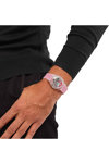 SWATCH Clearly Red Striped with Pink Silicone Strap