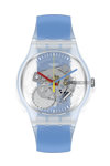 SWATCH Clearly Blue Striped Light Blue Silicone Strap