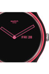 SWATCH Minimal Line Pink with Black Silicone Strap