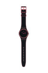 SWATCH Minimal Line Pink with Black Silicone Strap