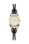 GO Mademoiselle Crystals Black Leather Strap