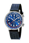 LIP Grand Nautic Automatic Dual Time Blue Combined Materials Strap