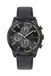 PIERRE CARDIN Les Halles Colossal Dual Time Black Leather Strap