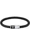 MASERATI Stainless Steel and Leather Bracelet