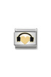 Nomination Link Heart With Headphones made of Stainless Steel and 18ct Gold with Enamel