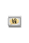 Nomination Link Black Love made of Stainless Steel and 18ct Gold with Enamel