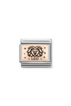 Σύνδεσμος (Link) NOMINATION LEO (Λέων) από ατσάλι και ροζ χρυσό 9K με σμάλτο