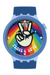 SWATCH Pride Peace Hand Love Blue Silicone Strap