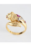 SAVVIDIS 18ct Gold Lion Ring with Diamonds and Rubies (No 55)