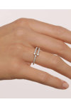 PDPAOLA Carry-Overs Sisi Silver Ring made of Rhodium-Plated Sterling Silver (No 54)