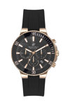 BEVERLY HILLS POLO CLUB Dual Time Black Rubber Strap