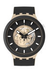 SWATCH Big Bold Bioceramic Time For Taupe Black Silicone Strap