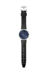 SWATCH Cobalt Lagoon Chronograph Black Leather Strap