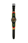 SWATCH Holiday collection Golden Merry Black Leather Strap