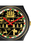 SWATCH Holiday collection Golden Merry Black Leather Strap