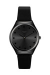 SWATCH Holiday collection Dark Spark Crystals Black Leather Strap