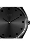 SWATCH Holiday collection Dark Spark Crystals Black Leather Strap