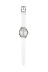 SWATCH Holiday collection Bright Blaze Crystals White Leather Strap