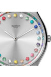 SWATCH Holiday collection Gleam Team Crystals Light Blue Leather Strap