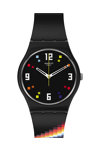 SWATCH Black Carousel Squares Black Silicone Strap