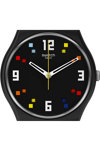 SWATCH Black Carousel Squares Black Silicone Strap