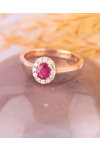 18ct Rose Gold Solitaire Engagement Ring with Ruby and Diamonds by FaCaD’oro (No 54)