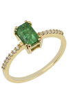 18ct Gold Solitaire Engagement Ring with Emerald and Diamonds by FaCaD’oro (No 54)