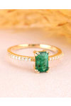 18ct Gold Solitaire Engagement Ring with Emerald and Diamonds by FaCaD’oro (No 54)