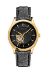 PIERRE LANNIER Fleuret Automatic Black Leather Strap