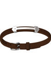 BIKKEMBERGS Match Up Stainless Steel and Leather Bracelet with Diamonds