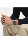 SWATCH Formal Blue 42 Black Leather Strap