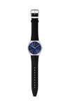 SWATCH Formal Blue 42 Black Leather Strap