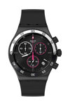 SWATCH Magenta At Night Chronograph Black Rubber Strap