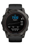 GARMIN Fenix 7X Pro Sapphire Solar Titanium Carbon Gray DLC with Black Silicone Band