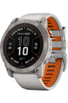 GARMIN Fenix 7X Pro Sapphire Solar Titanium with Fog Gray and Ember Orange Silicone Band