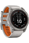 GARMIN Fenix 7X Pro Sapphire Solar Titanium with Fog Gray and Ember Orange Silicone Band