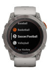 GARMIN Fenix 7X Pro Sapphire Solar Titanium with Fog Gray and Ember Orange Silicone Band