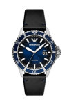 Emporio ARMANI Diver Black Leather Strap