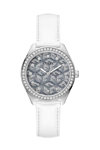 GUESS G Gloss Crystals White Leather Strap