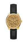 GUESS G Gloss Crystals Black Leather Strap