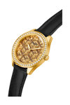 GUESS G Gloss Crystals Black Leather Strap