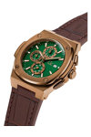 GUESS Collection Coussin Shape Chronograph Brown Leather Strap