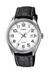 CASIO Collection Black Leather Strap White Dial