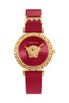 VERSACE V-Motif Red Leather Strap