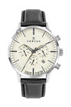 CERTUS Dual Time Black Leather Strap